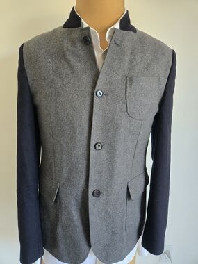 Simons Lambswool and Cashmere Gray and Navy Jacket